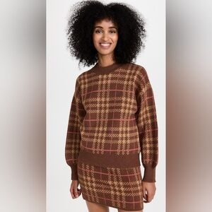 En Saison Bronte pullover Brown plaid crop sweater s